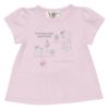 ベビー服 女の子 綿100％ベビーサイズリボン付きボタニカルお花モチーフプリントTシャツ ピンク(02) 正面