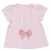 ベビー服 女の子 綿100％ベビーサイズリボン付きボタニカルお花モチーフプリントTシャツ ピンク(02) 背面