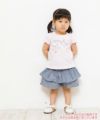 ベビー服 女の子 綿100％ベビーサイズリボン付きボタニカルお花モチーフプリントTシャツ ピンク(02) モデル画像全身