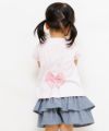 ベビー服 女の子 綿100％ベビーサイズリボン付きボタニカルお花モチーフプリントTシャツ ピンク(02) モデル画像2