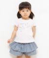 ベビー服 女の子 綿100％ベビーサイズリボン付きボタニカルお花モチーフプリントTシャツ ピンク(02) モデル画像4