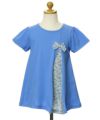 子供服 女の子 綿100％花柄切り替えリボンつきTシャツ ブルー(61) トルソー正面