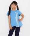 子供服 女の子 綿100％花柄切り替えリボンつきTシャツ ブルー(61) モデル画像3