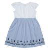 子供服 女の子 バレエモチーフプリントギンガムチェック柄切り替えワンピース ブルー(61) 背面