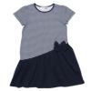 子供服 女の子 綿100％ボーダー柄リボン付きワンピース ネイビー(06) 正面