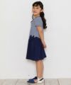 子供服 女の子 綿100％ボーダー柄リボン付きワンピース ネイビー(06) モデル画像2