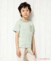 子供服 男の子 綿100％ボーダー柄クマ刺繍Tシャツ グリーン(08) モデル画像1