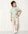子供服 男の子 綿100％ボーダー柄クマ刺繍Tシャツ グリーン(08) モデル画像4