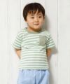ベビー服 男の子 ベビーサイズ綿100％ボーダー柄クマ刺繍Tシャツ グリーン(08) モデル画像3