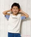 子供服 男の子 ロゴプリントストライプ袖切り替えTシャツ アイボリー(12) モデル画像1