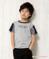 子供服 男の子 ロゴプリントストライプ袖切り替えTシャツ 杢ｸﾞﾚｰ(92) モデル画像1