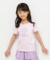 子供服 女の子 綿100％花モチーフプリントTシャツ ピンク(02) モデル画像アップ