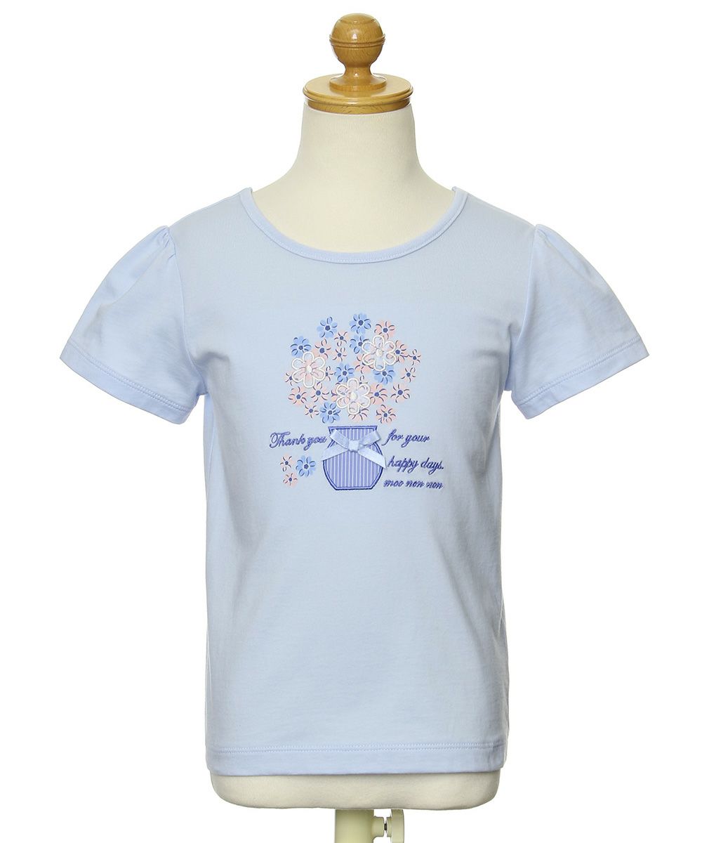 子供服 女の子 綿100％花モチーフプリントTシャツ ブルー(61) トルソー正面