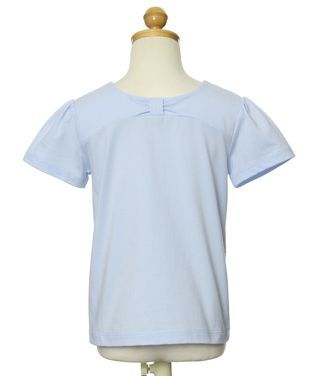子供服 女の子 綿100％花モチーフプリントTシャツ ブルー(61) トルソー背面