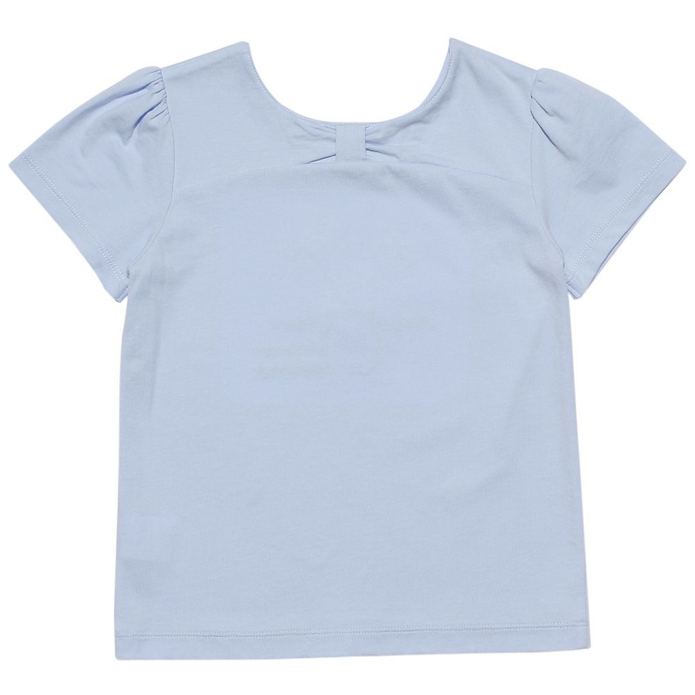 子供服 女の子 綿100％花モチーフプリントTシャツ ブルー(61) 背面