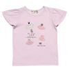 子供服 女の子 綿100％バレエプリントTシャツ ピンク(02) 正面