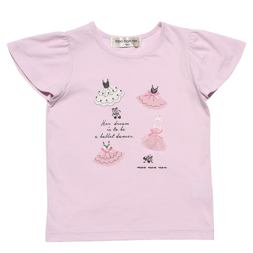 子供服 女の子 綿100％バレエプリントTシャツ ピンク(02) 背面