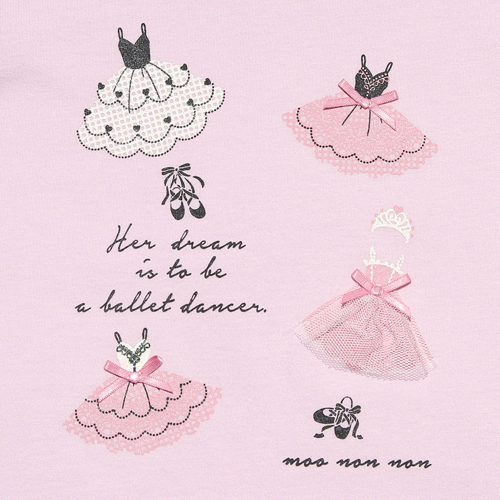子供服 女の子 綿100％バレエプリントTシャツ ピンク(02) デザインポイント2