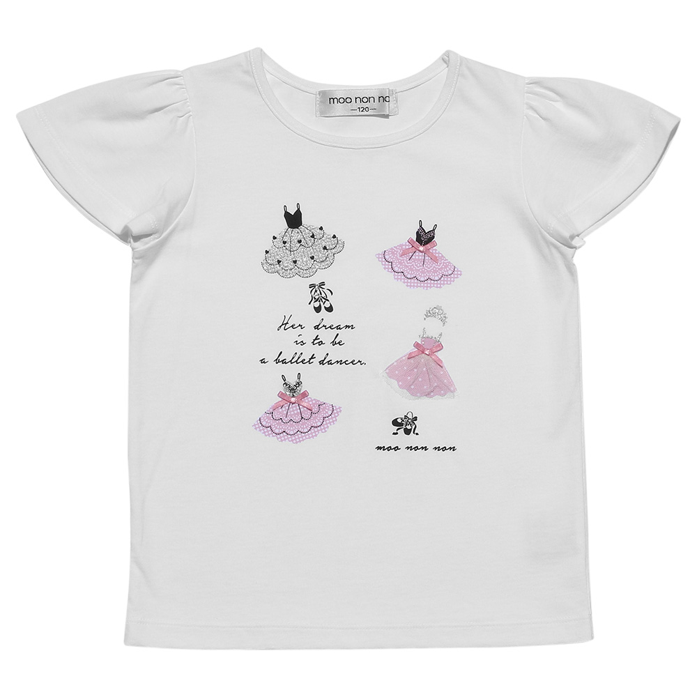 子供服 女の子 綿100％バレエプリントTシャツ ピンク(02) モデル画像全身