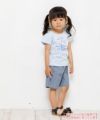 ベビー服 男の子 ベビーサイズ綿100％花モチーフプリントTシャツ ブルー(61) モデル画像全身