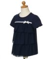 子供服 女の子 リボン付き3段シフォンフリルTシャツ ネイビー(06) トルソー斜め