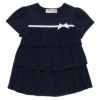 子供服 女の子 リボン付き3段シフォンフリルTシャツ ネイビー(06) 正面