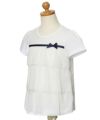 子供服 女の子 リボン付き3段シフォンフリルTシャツ オフホワイト(11) トルソー斜め