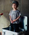 子供服 男の子 綿100％ギタープリント楽器シリーズTシャツ グレー(09)　モデル画像