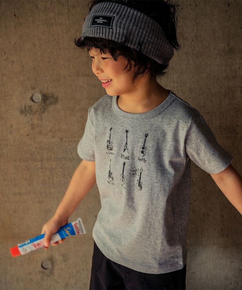 子供服 男の子 綿100％ギタープリント楽器シリーズTシャツ