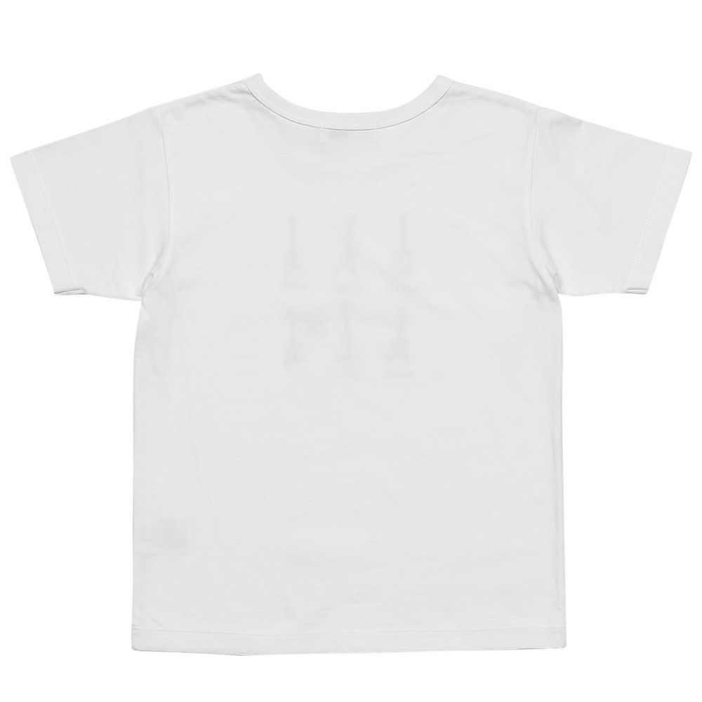 子供服 男の子 綿100％ギタープリント楽器シリーズTシャツ オフホワイト(11) 背面