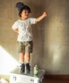 子供服 男の子 綿100％ギタープリント楽器シリーズTシャツ オフホワイト(11) モデル画像3