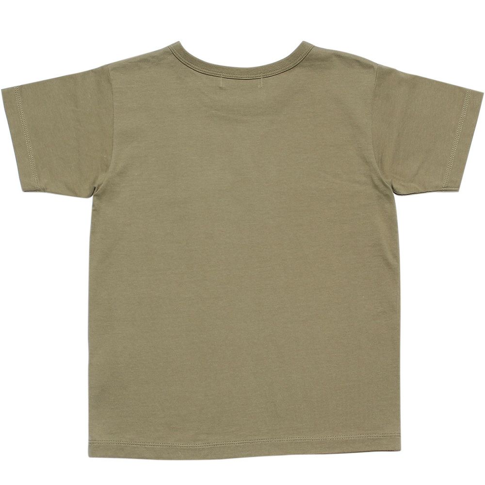 子供服 男の子 綿100％ギタープリント楽器シリーズTシャツ カーキ(82) 背面