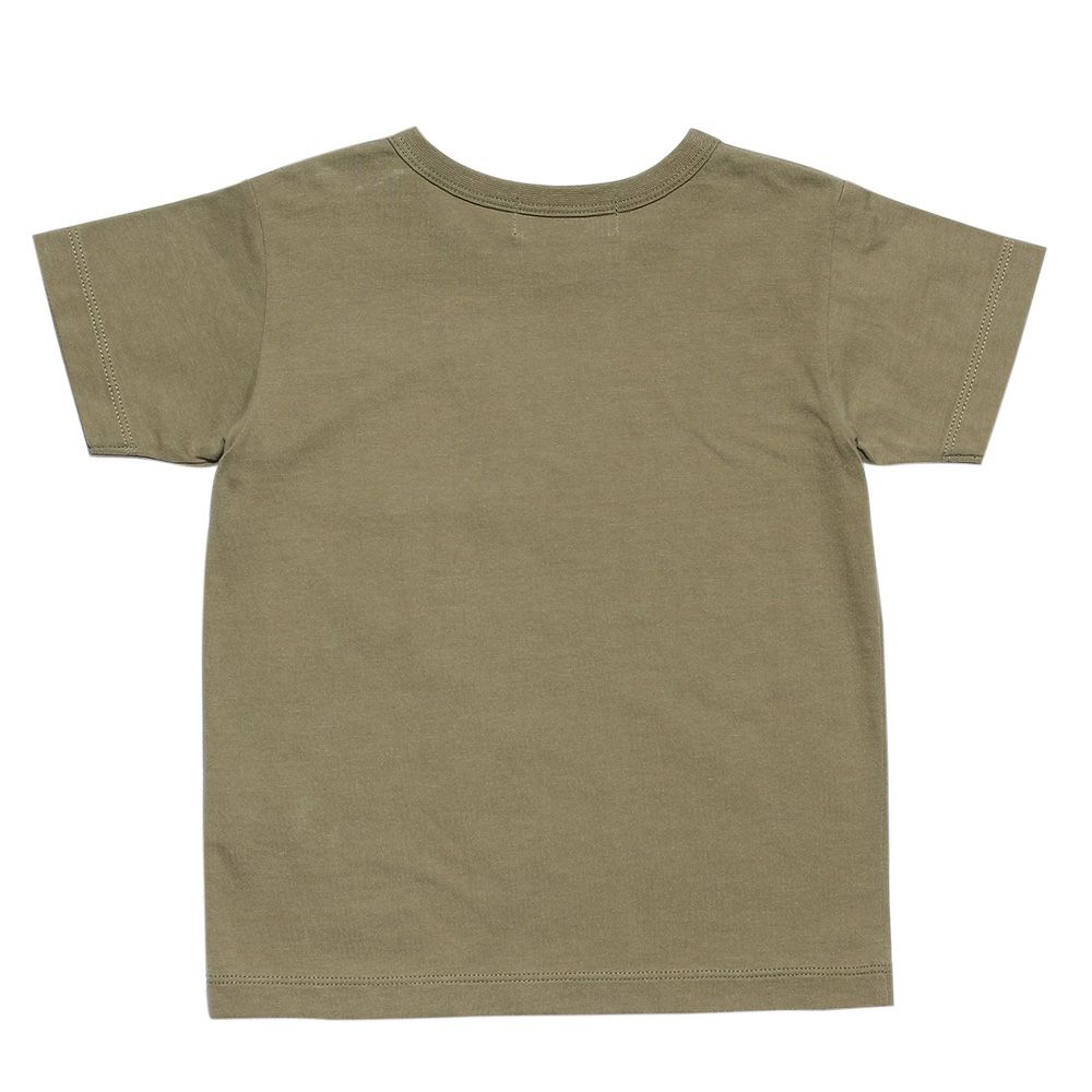 ベビー服 男の子 ベビーサイズ綿100％ギタープリント楽器シリーズTシャツ カーキ(82) 背面