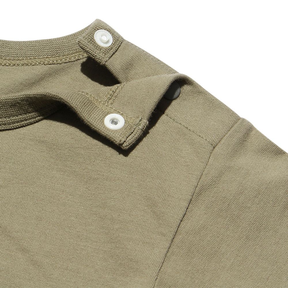 ベビー服 男の子 ベビーサイズ綿100％ギタープリント楽器シリーズTシャツ カーキ(82) デザインポイント2