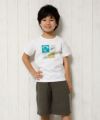 子供服 男の子 綿100％クマプリント動物シリーズTシャツ オフホワイト(11) モデル画像3