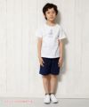 子供服 男の子 綿100％ヨットプリントマリンTシャツ オフホワイト(11) モデル画像全身