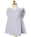 子供服 女の子 綿100％袖フリルTシャツ パープル(91) トルソー斜め