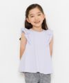子供服 女の子 綿100％袖フリルTシャツ パープル(91) モデル画像アップ