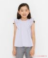 子供服 女の子 綿100％袖フリルTシャツ パープル(91) モデル画像1