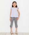 子供服 女の子 綿100％袖フリルTシャツ パープル(91) モデル画像2