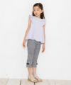 子供服 女の子 綿100％袖フリルTシャツ パープル(91) モデル画像4