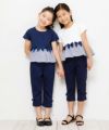 子供服 女の子 綿100％リボン付き裾ボーダーフリル切替Tシャツ ネイビー(06) モデル画像4