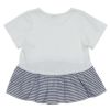 子供服 女の子 綿100％リボン付き裾ボーダーフリル切替Tシャツ オフホワイト(11) 背面