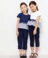 子供服 女の子 綿100％リボン付き裾ボーダーフリル切替Tシャツ オフホワイト(11) モデル画像4