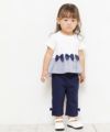 ベビー服 男の子 ベビーサイズ綿100％リボン付き裾ボーダーフリル切り替えTシャツ オフホワイト(11) モデル画像3