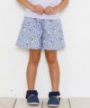 子供服 女の子 花柄×ストライプ柄キュロットパンツ ブルー(61) モデル画像アップ