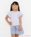 子供服 女の子 花柄×ストライプ柄キュロットパンツ ブルー(61) モデル画像1