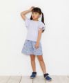子供服 女の子 花柄×ストライプ柄キュロットパンツ ブルー(61) モデル画像2