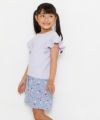 子供服 女の子 花柄×ストライプ柄キュロットパンツ ブルー(61) モデル画像4
