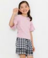 子供服 女の子 ギンガムチェック柄ボンつきキュロットパンツ ホワイト×ブラック(10) モデル画像2